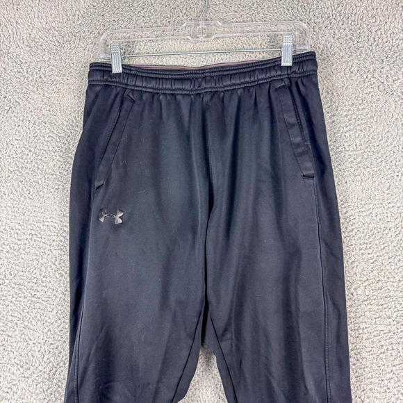 Under Armour Pants Mens Medium Black ColdGear Fleece Joggers Rib Cuffs 1320760 - Picture 3 of 16